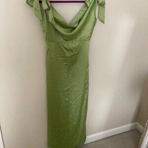 Rihoas Cowl Neck Gown with Ties on Shoulders
